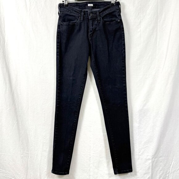 Levis Jeans Womens Sz 27x32 Mid Rise Skinny Fit Legging Black Stretch Denim - Picture 1 of 10